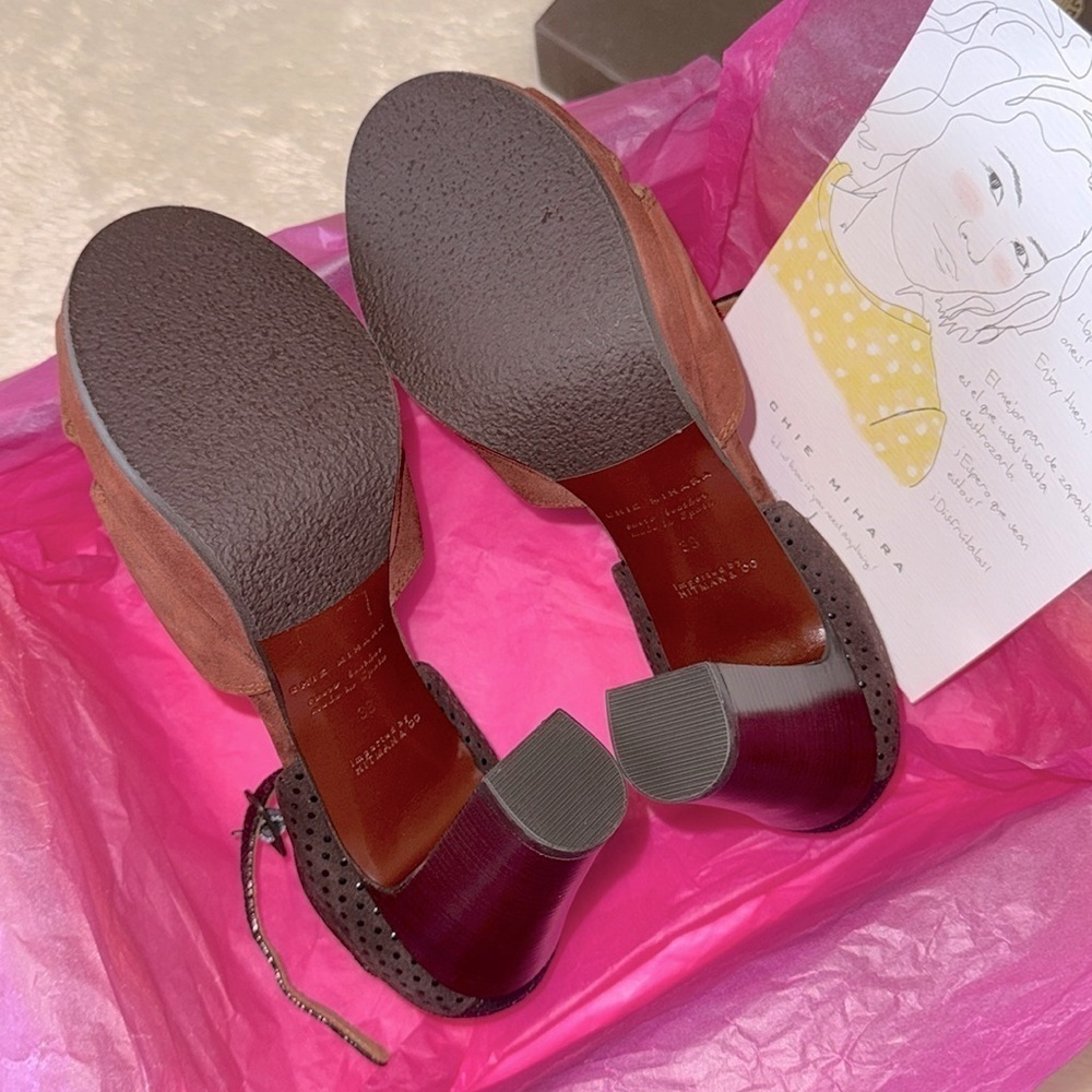 nib Chie Mihara ‘Besito’ Suede Platform Heel Sandals in Brown, size 8 - Picture 5 of 6